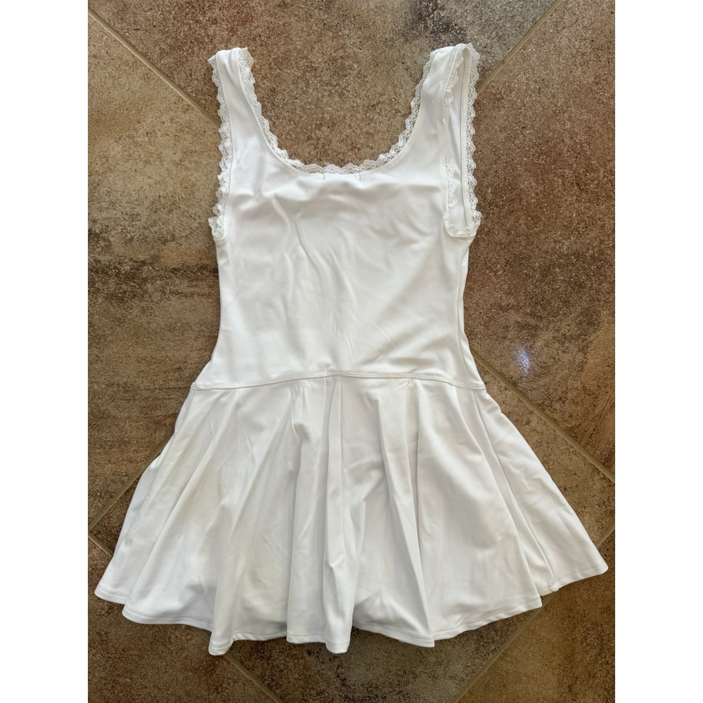 Women's Wild Fable White Game Day Lace Drop Waist Mini Skater Dress XXS NWT - Picture 7 of 7